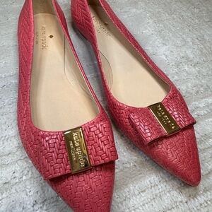Kate Spade Pink Textured Flats with Gold Detail